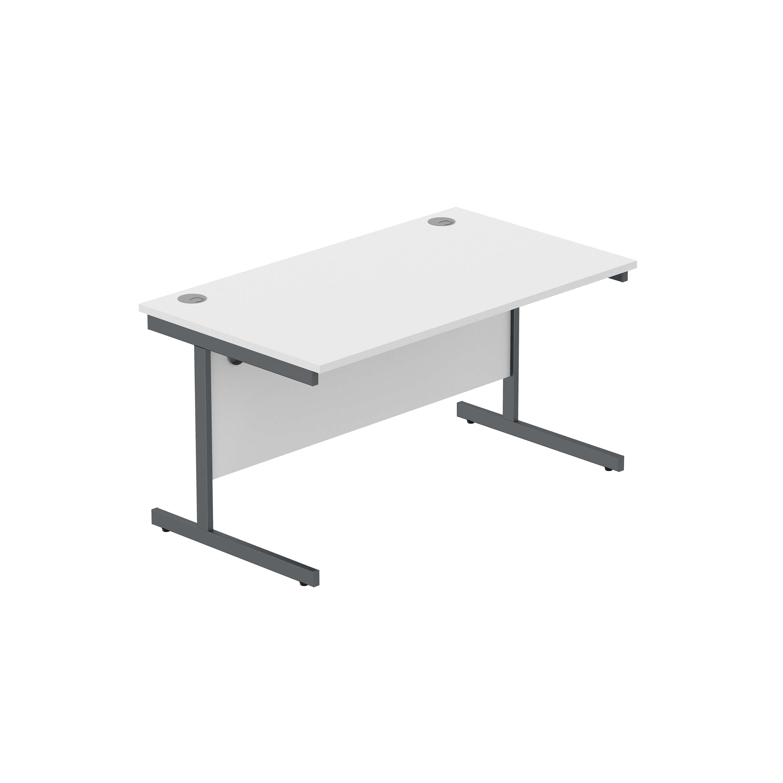Office Rectangular Desk with Steel Single Upright Cantilever Frame (FSC) | 1400X800 | Arctic White/Graphite