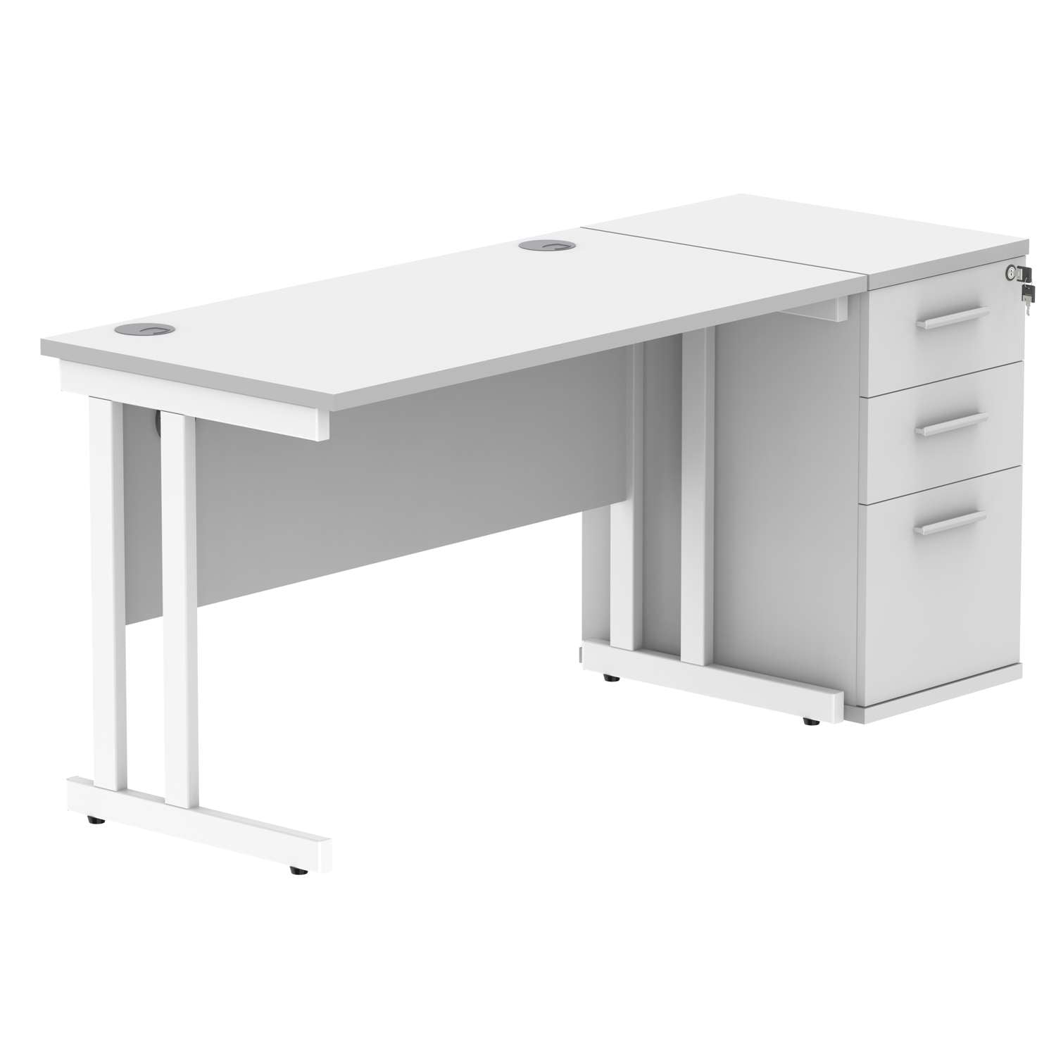 Double Upright Rectangular Desk + Desk High Pedestal (FSC)