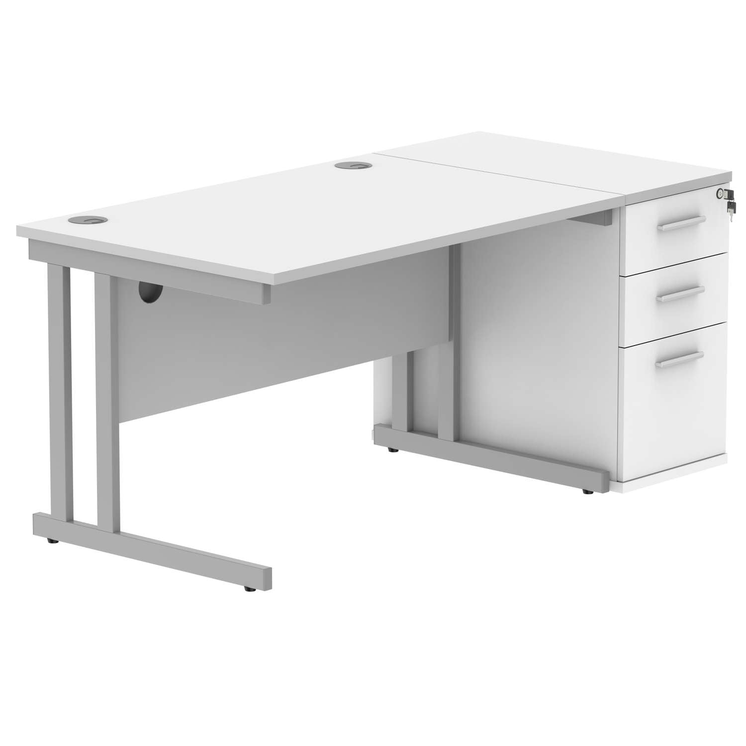 Double Upright Rectangular Desk + Desk High Pedestal (FSC)