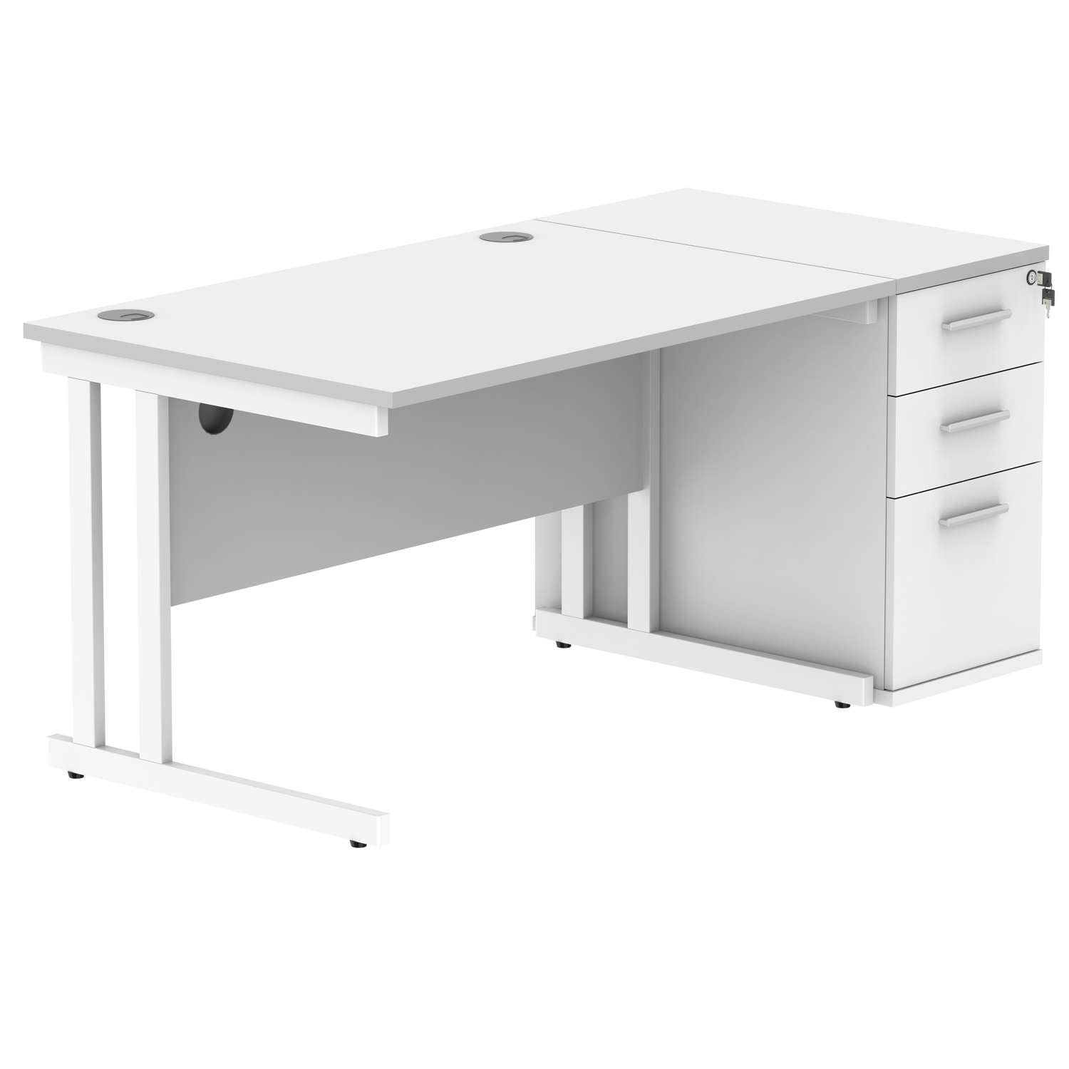 Double Upright Rectangular Desk + Desk High Pedestal (FSC)