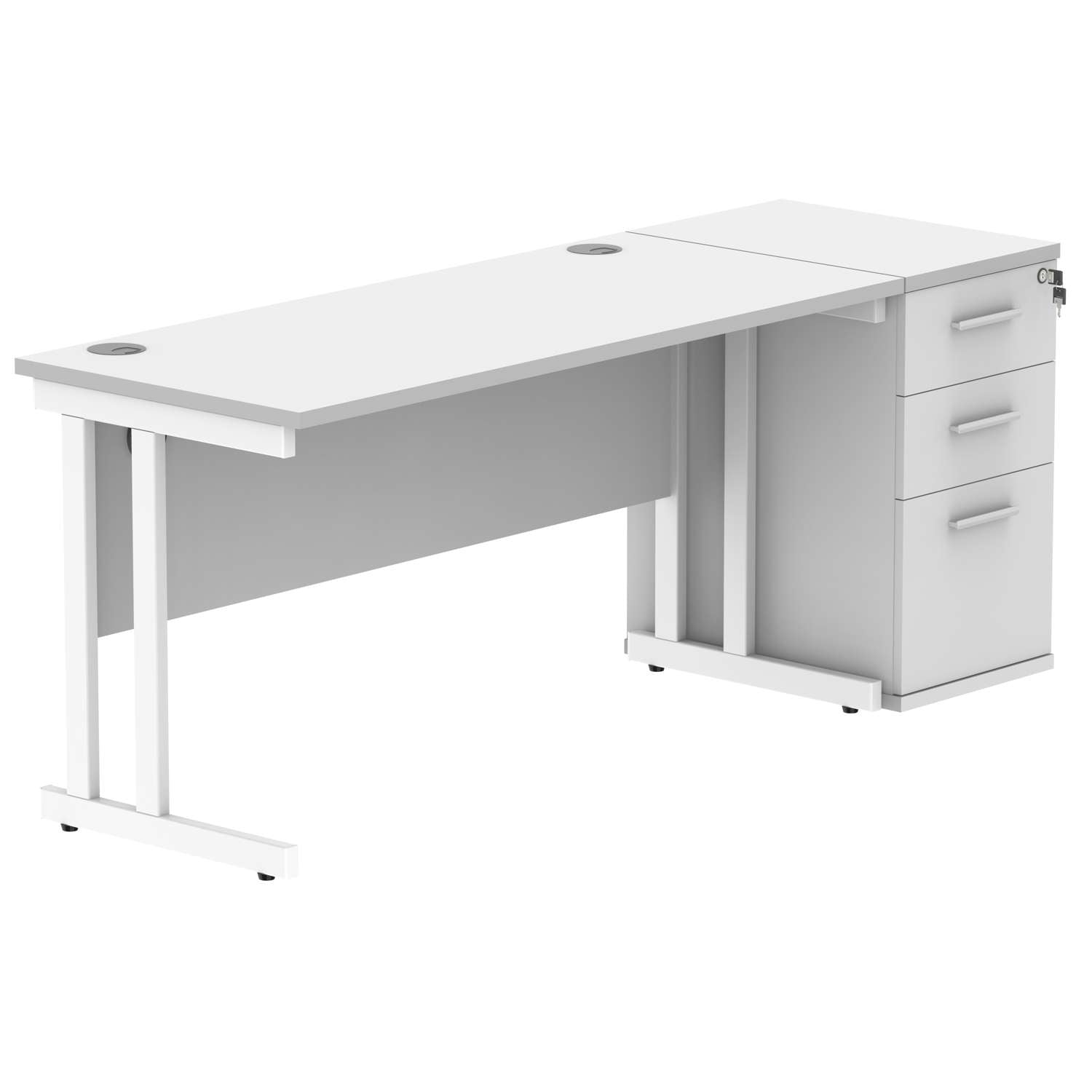 Double Upright Rectangular Desk + Desk High Pedestal (FSC)