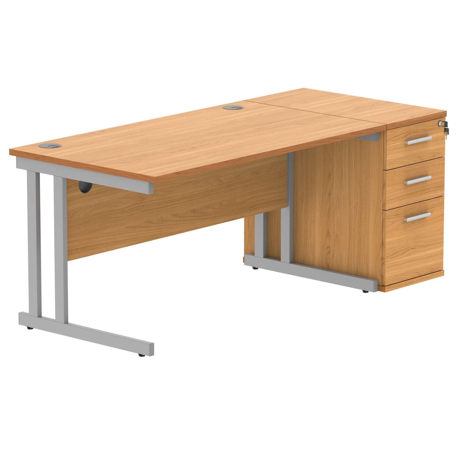 Double Upright Rectangular Desk + Desk High Pedestal (FSC)