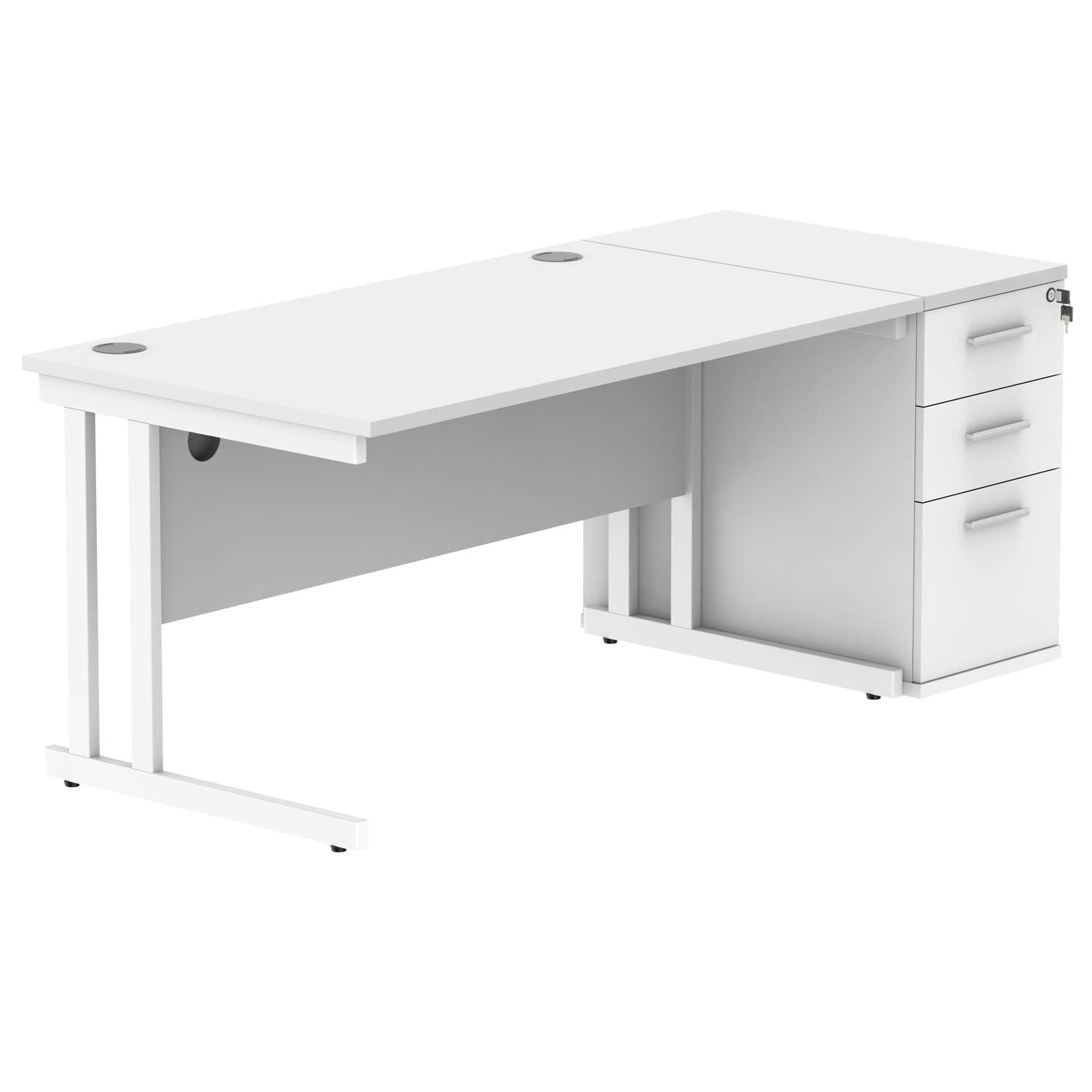 Double Upright Rectangular Desk + Desk High Pedestal (FSC)