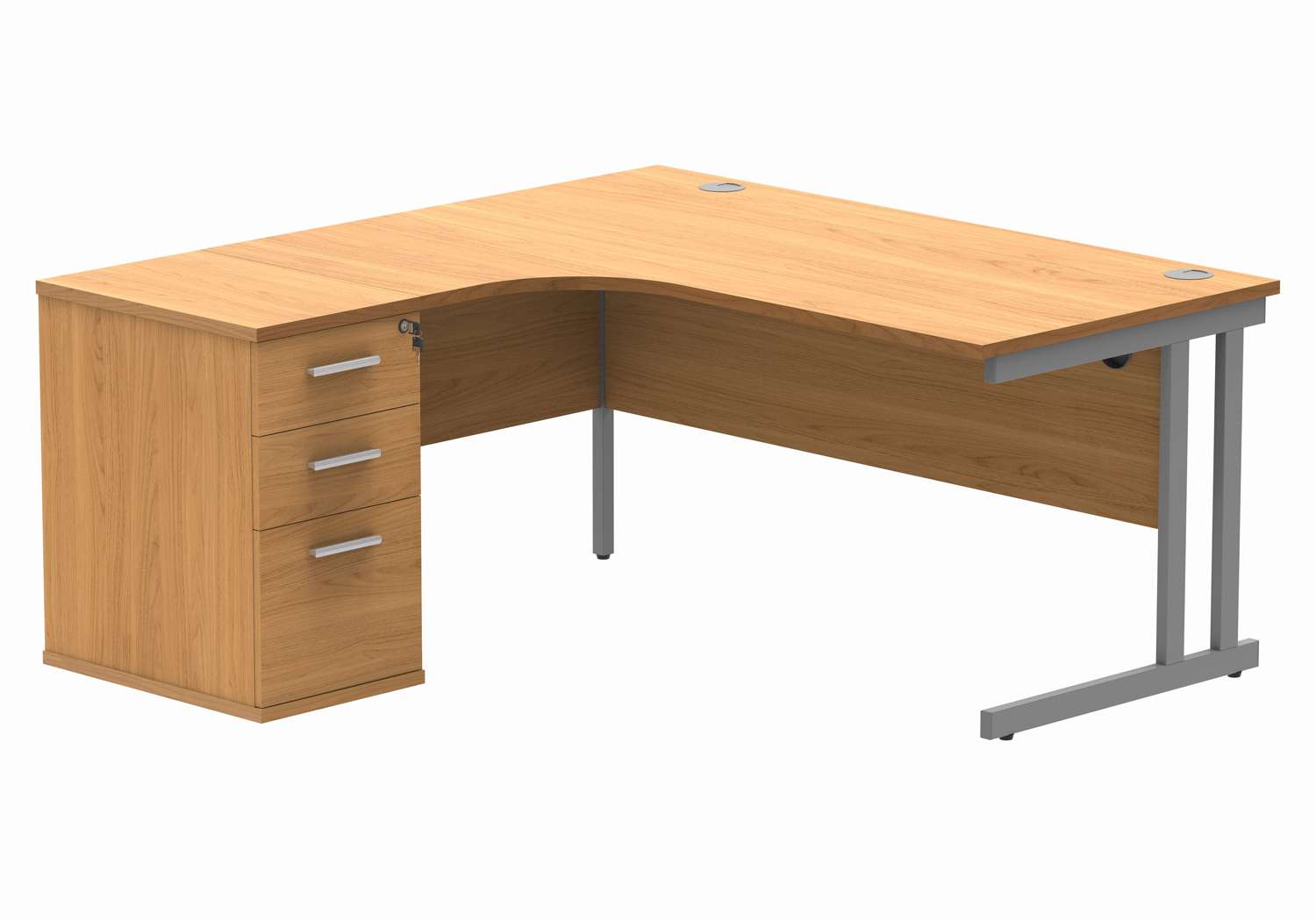 Double Upright Left Hand Radial Desk + Desk High Pedestal (FSC)