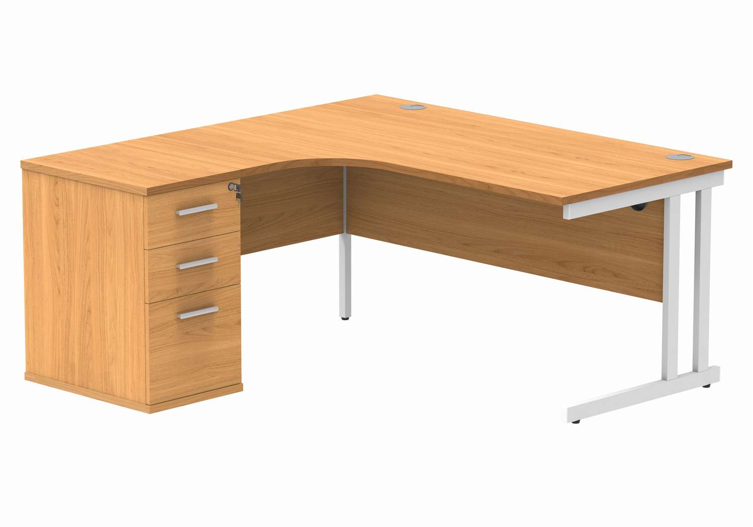 Double Upright Left Hand Radial Desk + Desk High Pedestal (FSC)