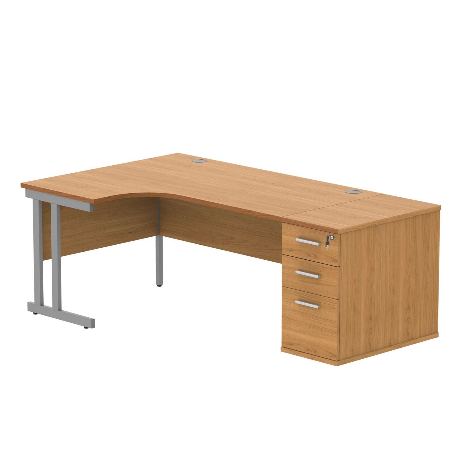 Double Upright Left Hand Radial Desk + Desk High Pedestal (FSC)