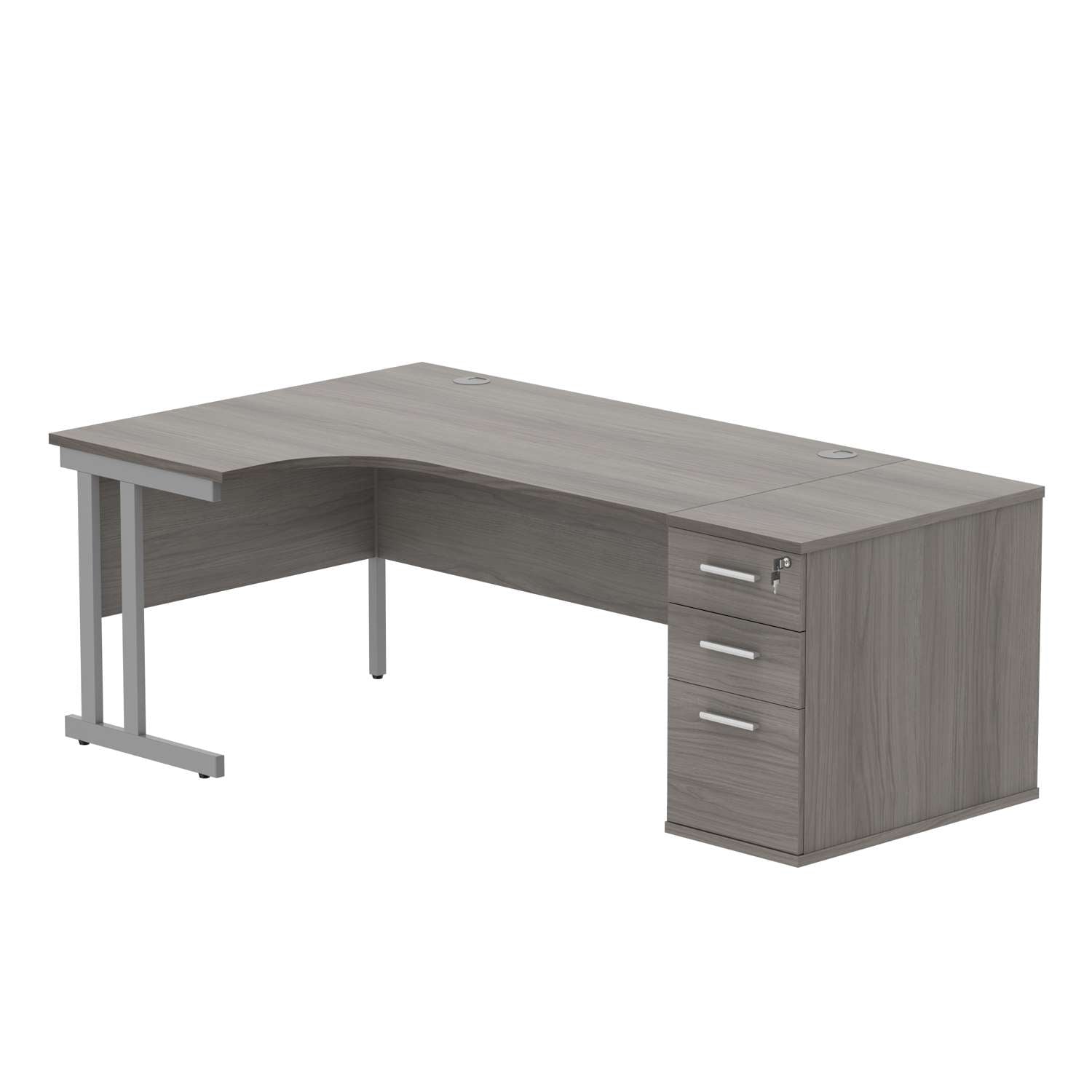 Double Upright Left Hand Radial Desk + Desk High Pedestal (FSC)