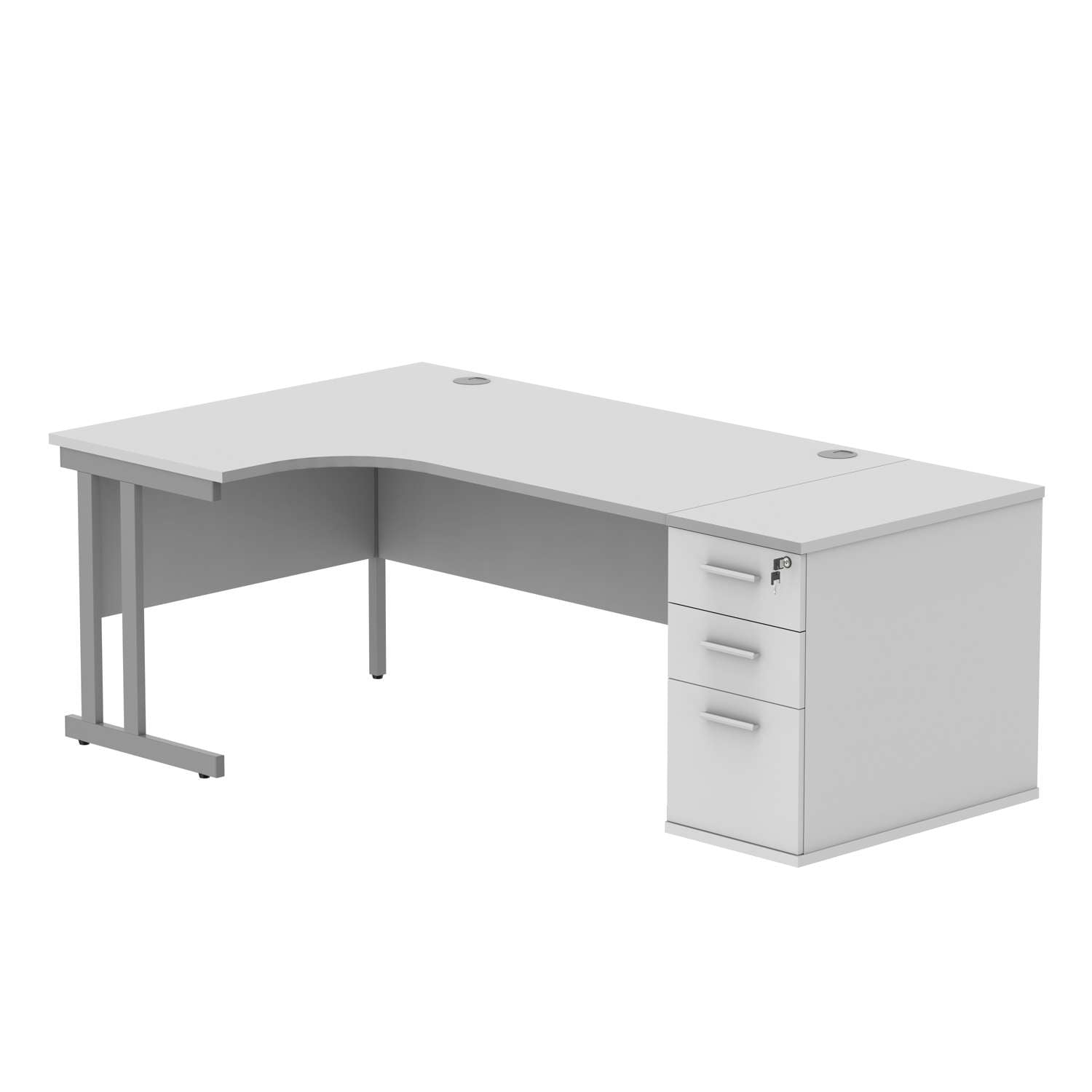 Double Upright Left Hand Radial Desk + Desk High Pedestal (FSC)