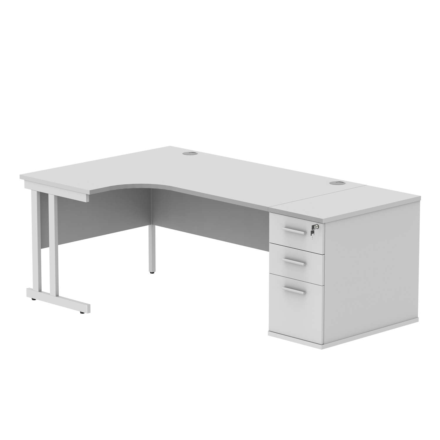 Double Upright Left Hand Radial Desk + Desk High Pedestal (FSC)