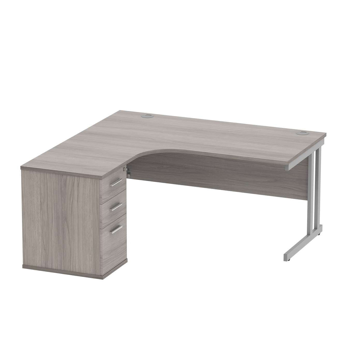 Double Upright Left Hand Radial Desk + Desk High Pedestal (FSC)