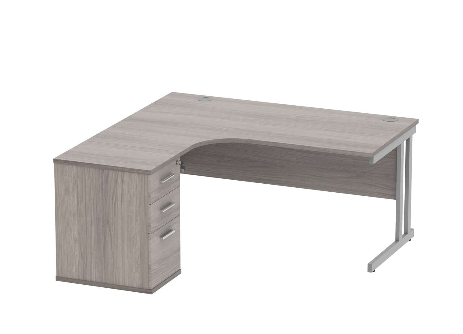 Double Upright Left Hand Radial Desk + Desk High Pedestal (FSC)