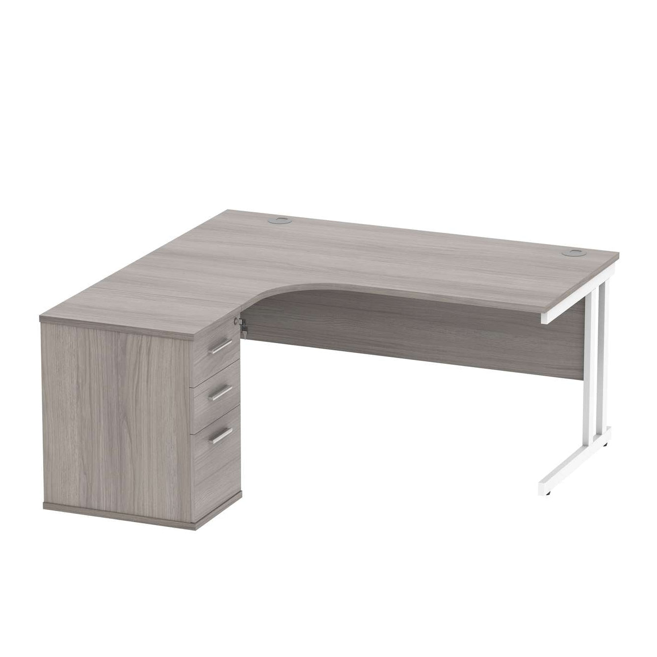 Double Upright Left Hand Radial Desk + Desk High Pedestal (FSC)