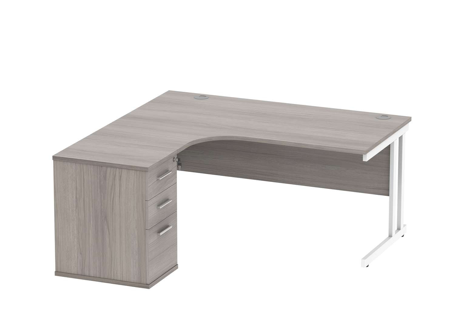 Double Upright Left Hand Radial Desk + Desk High Pedestal (FSC)