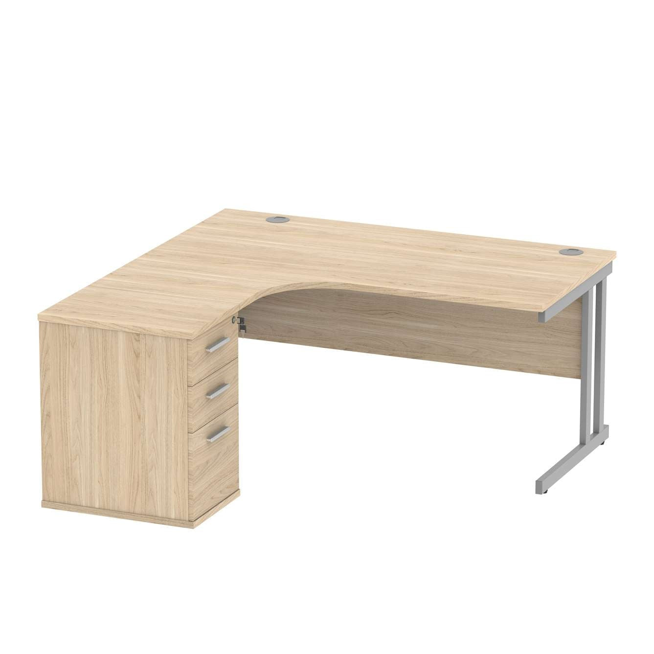 Double Upright Left Hand Radial Desk + Desk High Pedestal (FSC)