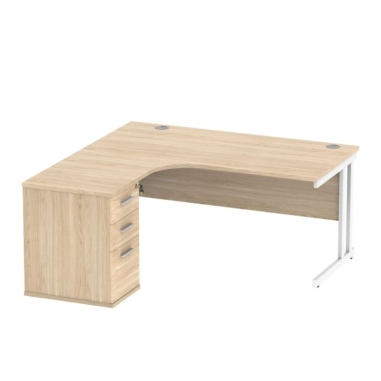 Double Upright Left Hand Radial Desk + Desk High Pedestal (FSC)