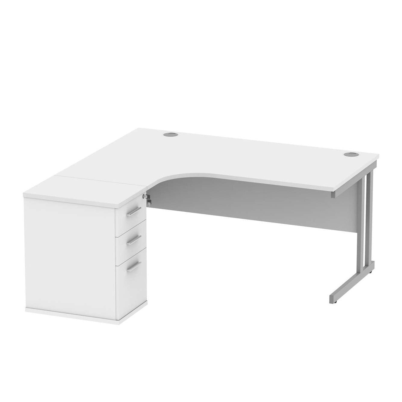 Double Upright Left Hand Radial Desk + Desk High Pedestal (FSC)