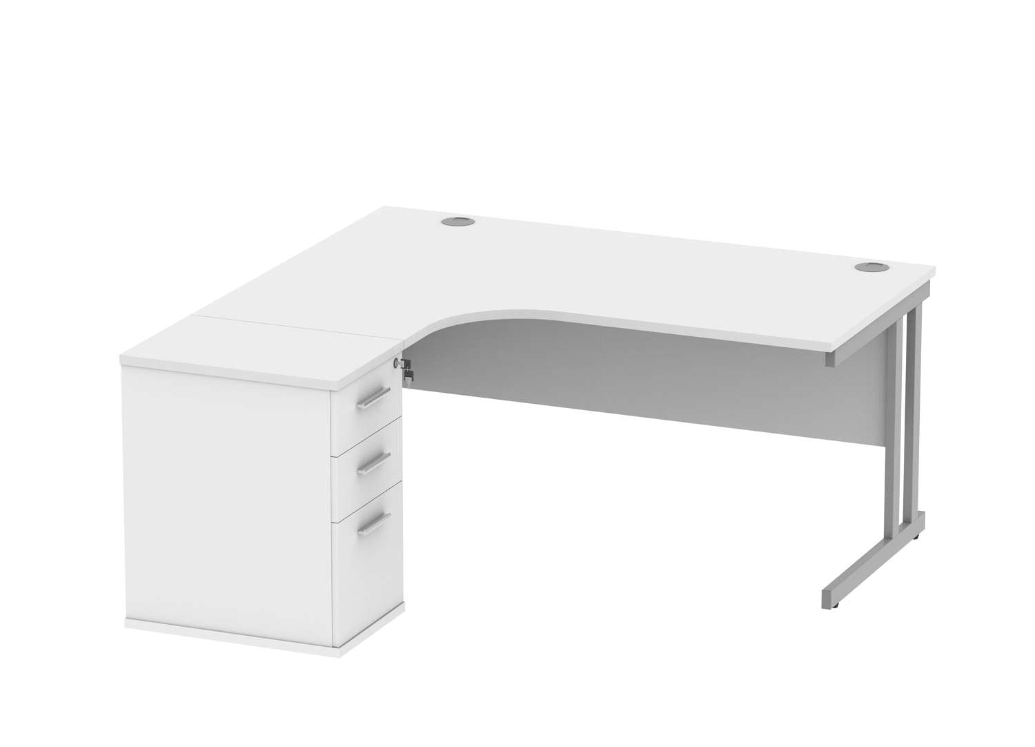 Double Upright Left Hand Radial Desk + Desk High Pedestal (FSC)