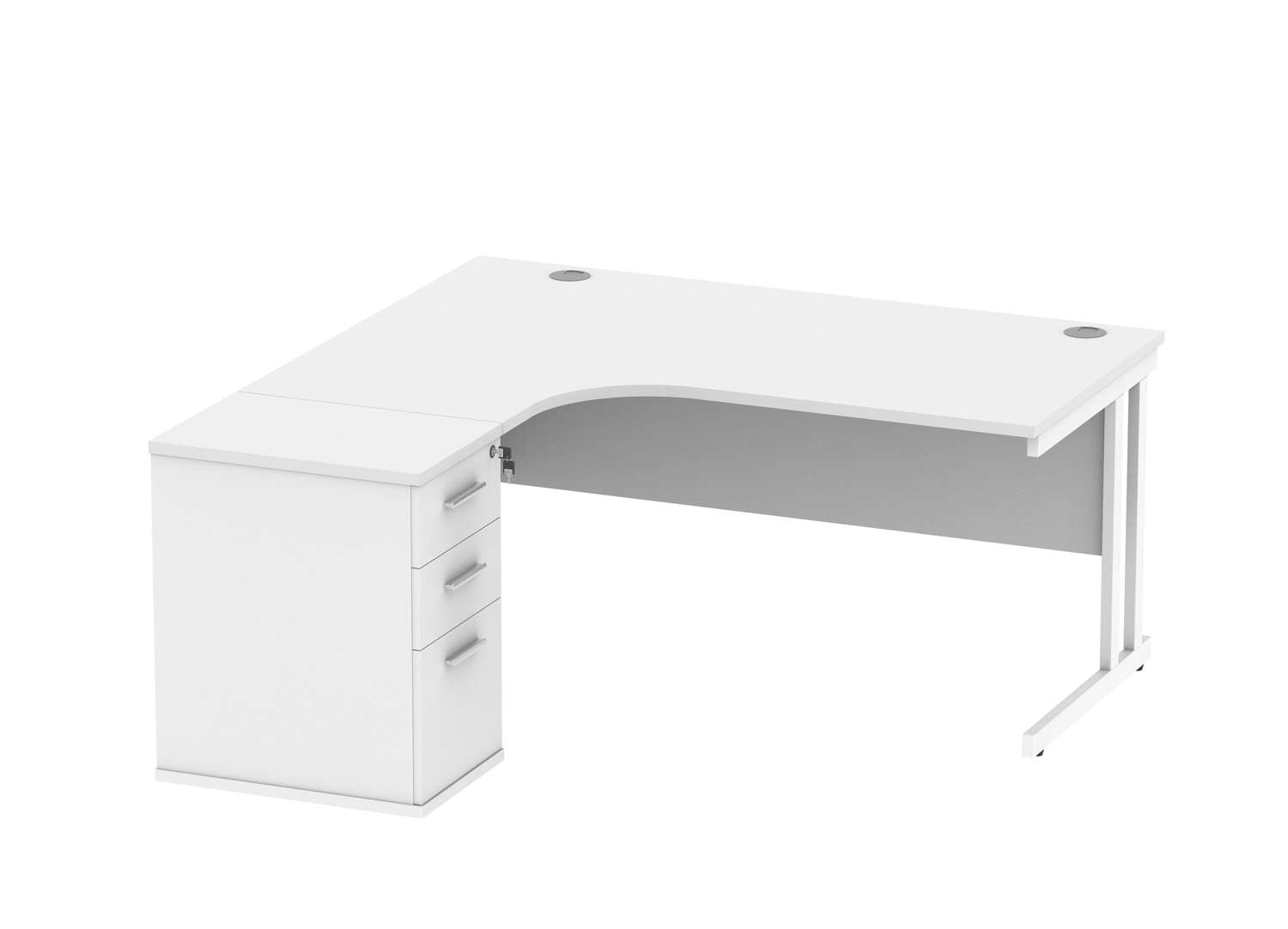 Double Upright Left Hand Radial Desk + Desk High Pedestal (FSC)