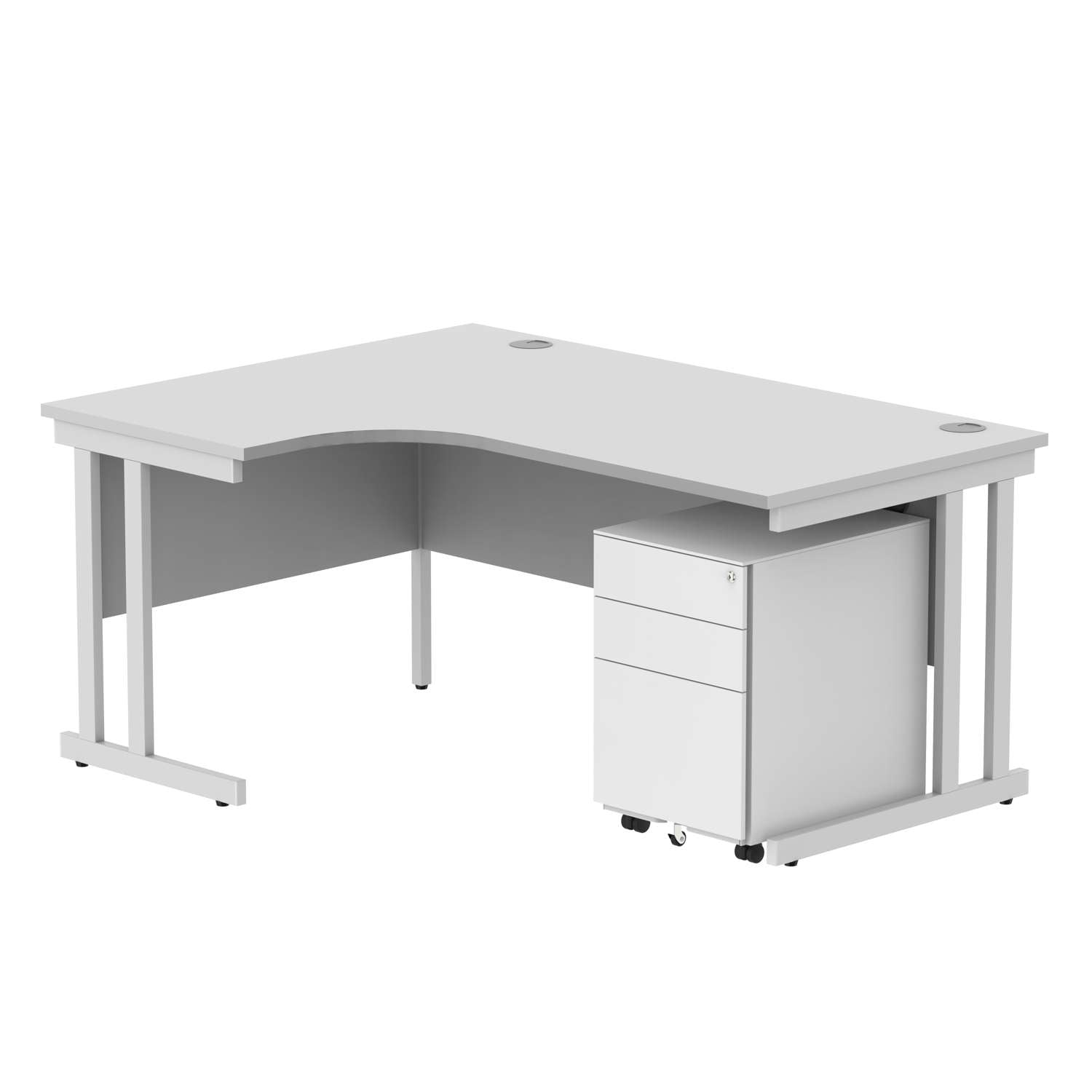 Double Upright Left Hand Radial Desk + Under Desk Steel Pedestal 3 Drawers (FSC)