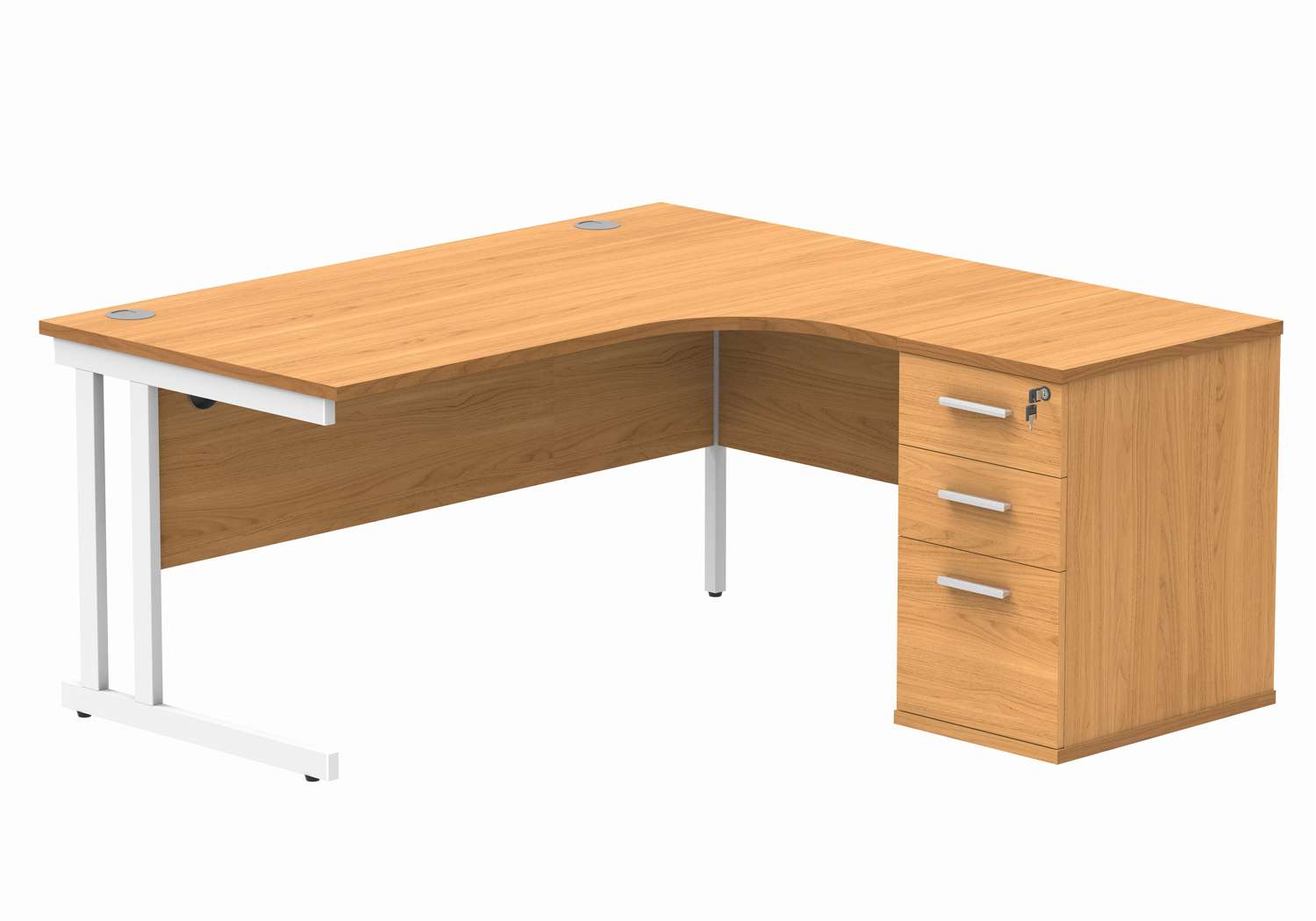 Double Upright Right Hand Radial Desk + Desk High Pedestal (FSC)