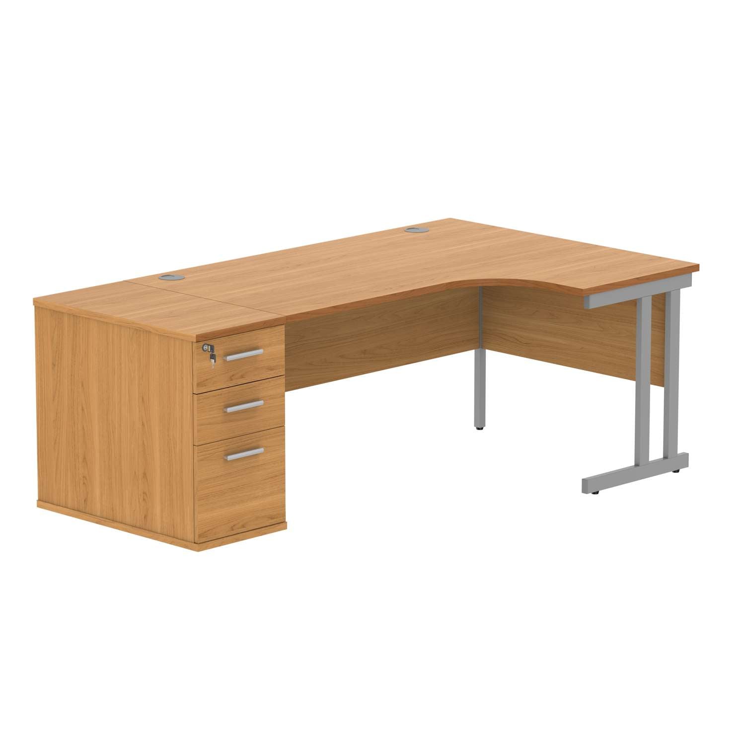 Double Upright Right Hand Radial Desk + Desk High Pedestal (FSC)