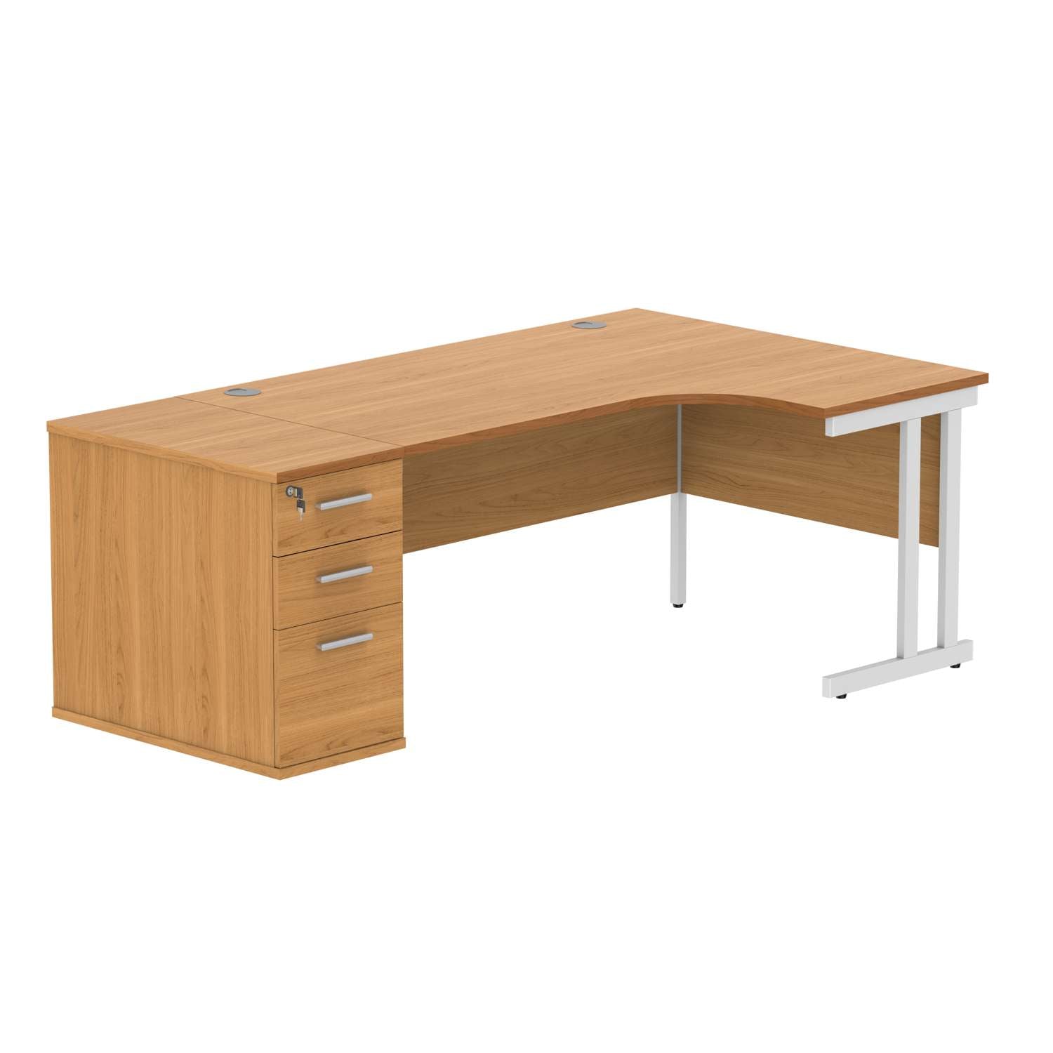 Double Upright Right Hand Radial Desk + Desk High Pedestal (FSC)