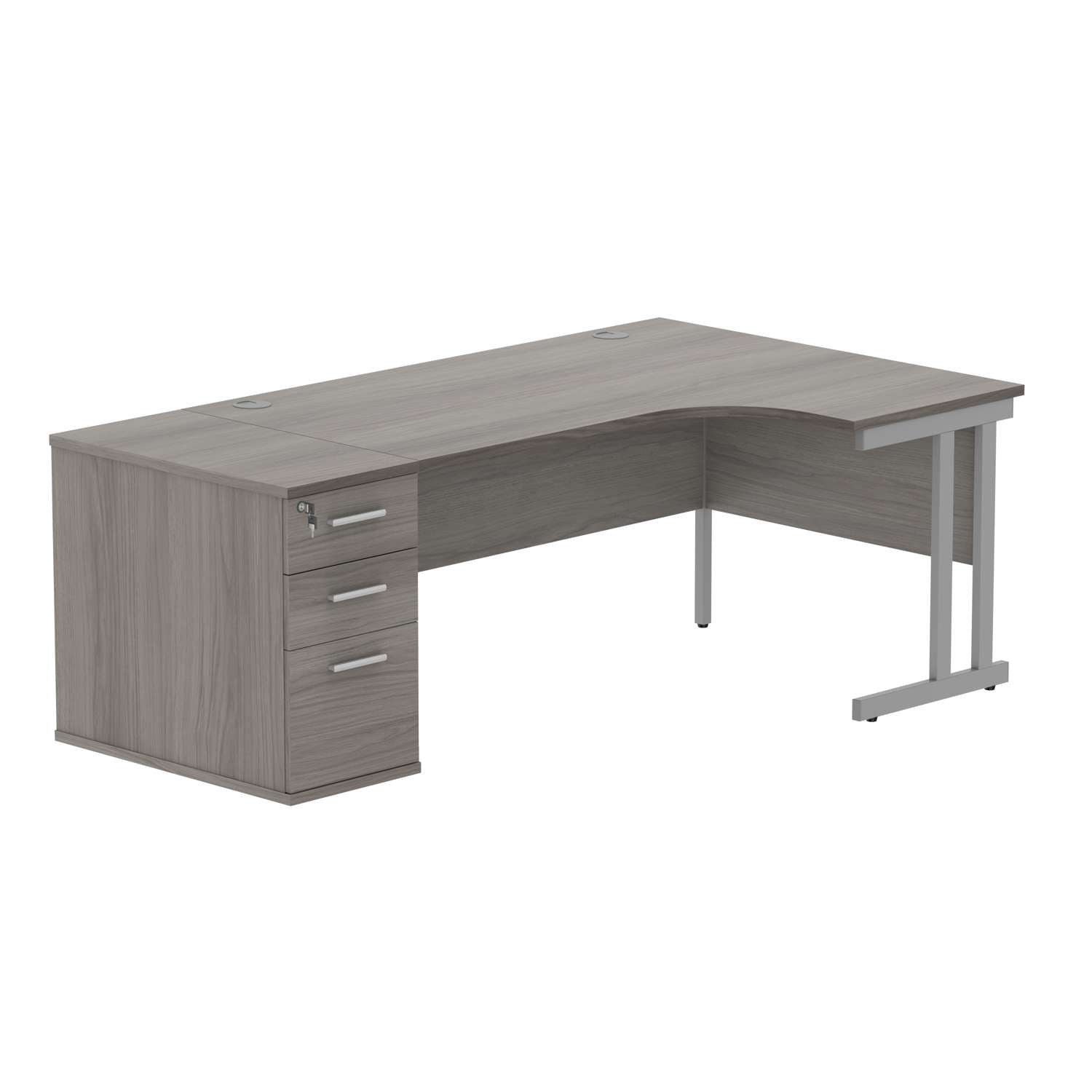 Double Upright Right Hand Radial Desk + Desk High Pedestal (FSC)