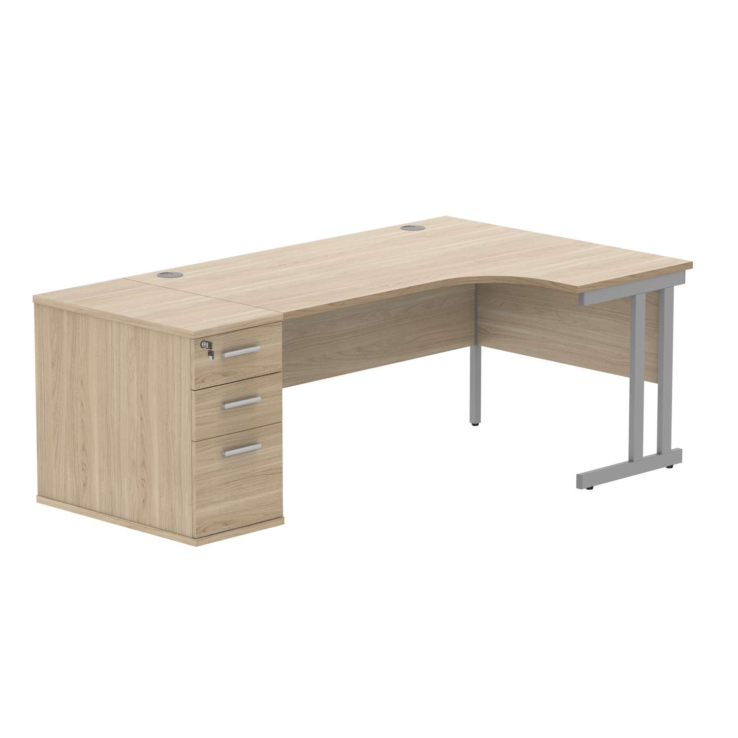 Double Upright Right Hand Radial Desk + Desk High Pedestal (FSC)