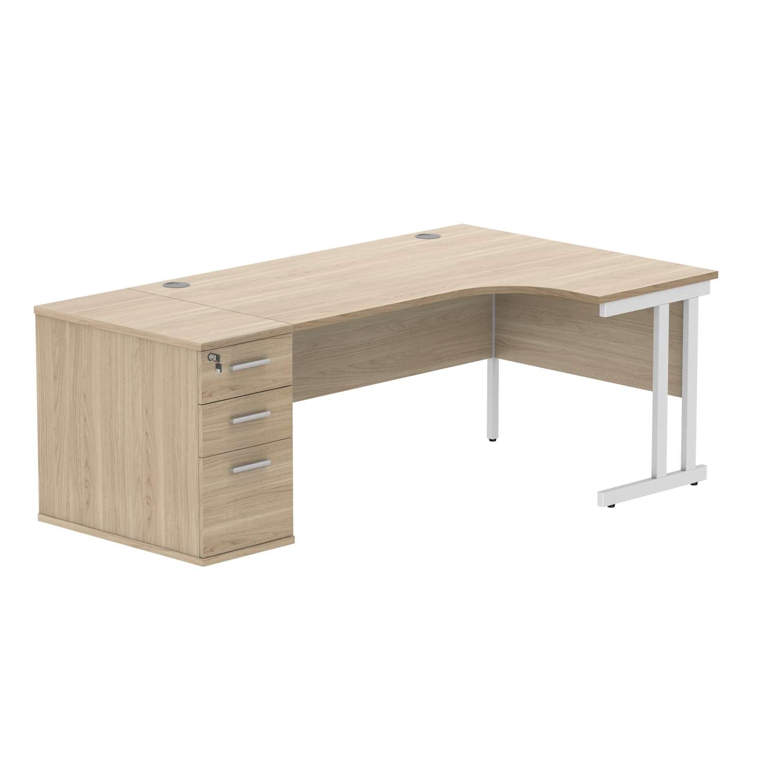 Double Upright Right Hand Radial Desk + Desk High Pedestal (FSC)