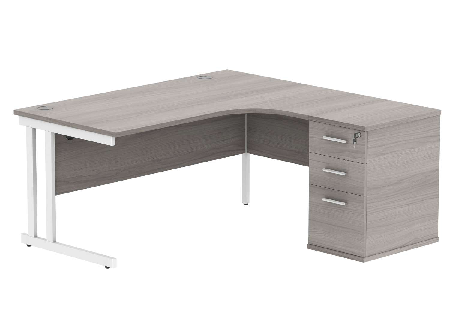 Double Upright Right Hand Radial Desk + Desk High Pedestal (FSC)