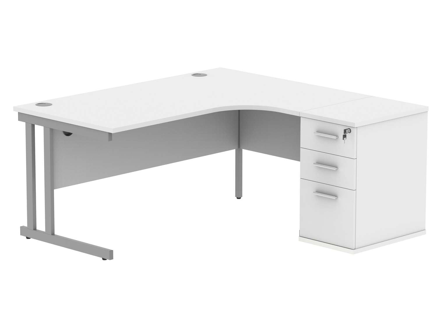 Double Upright Right Hand Radial Desk + Desk High Pedestal (FSC)