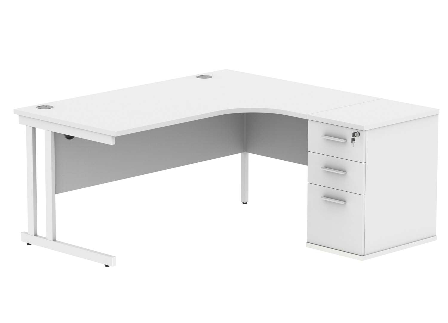 Double Upright Right Hand Radial Desk + Desk High Pedestal (FSC)