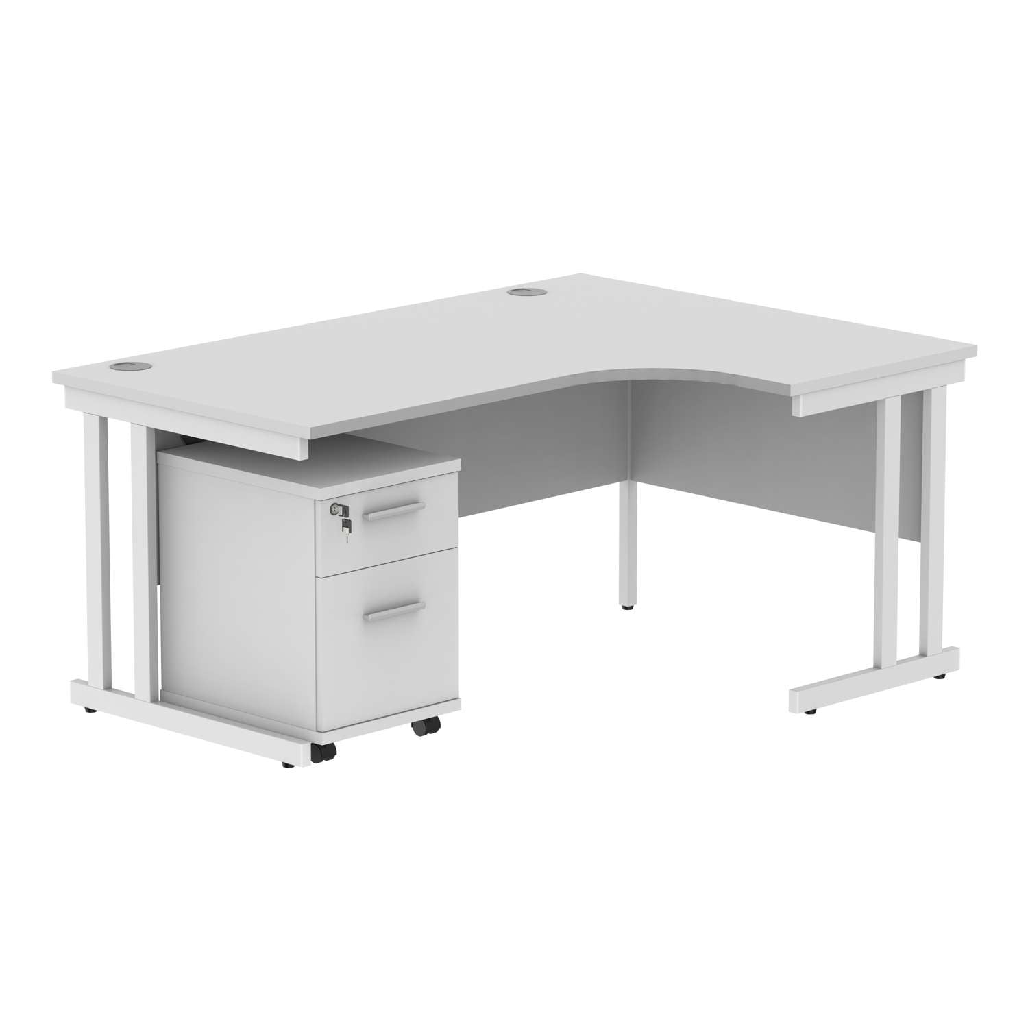 Double Upright Right Hand Radial Desk + 2 Drawer Mobile Under Desk Pedestal (FSC)