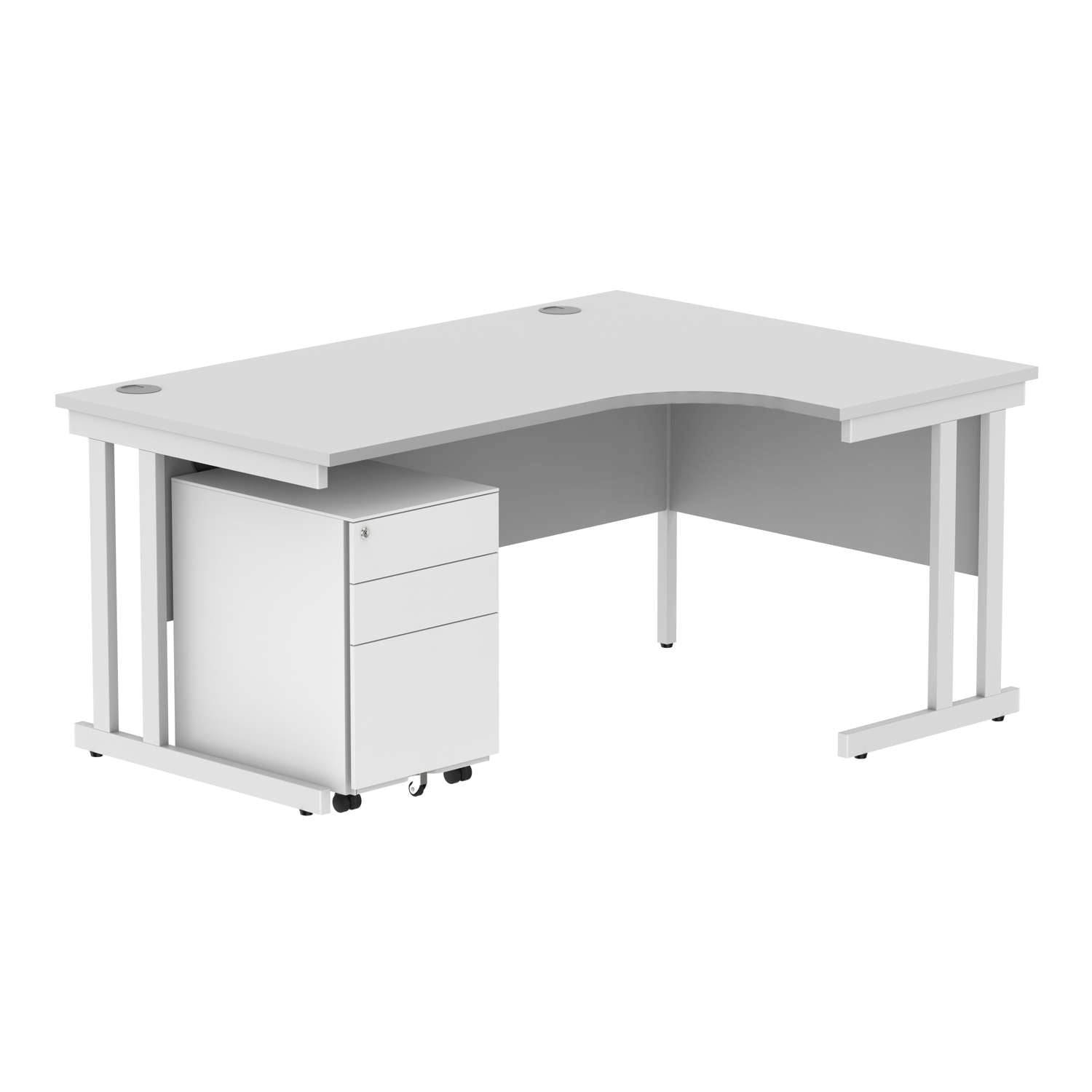 Double Upright Right Hand Radial Desk + Under Desk Steel Pedestal 3 Drawers (FSC)