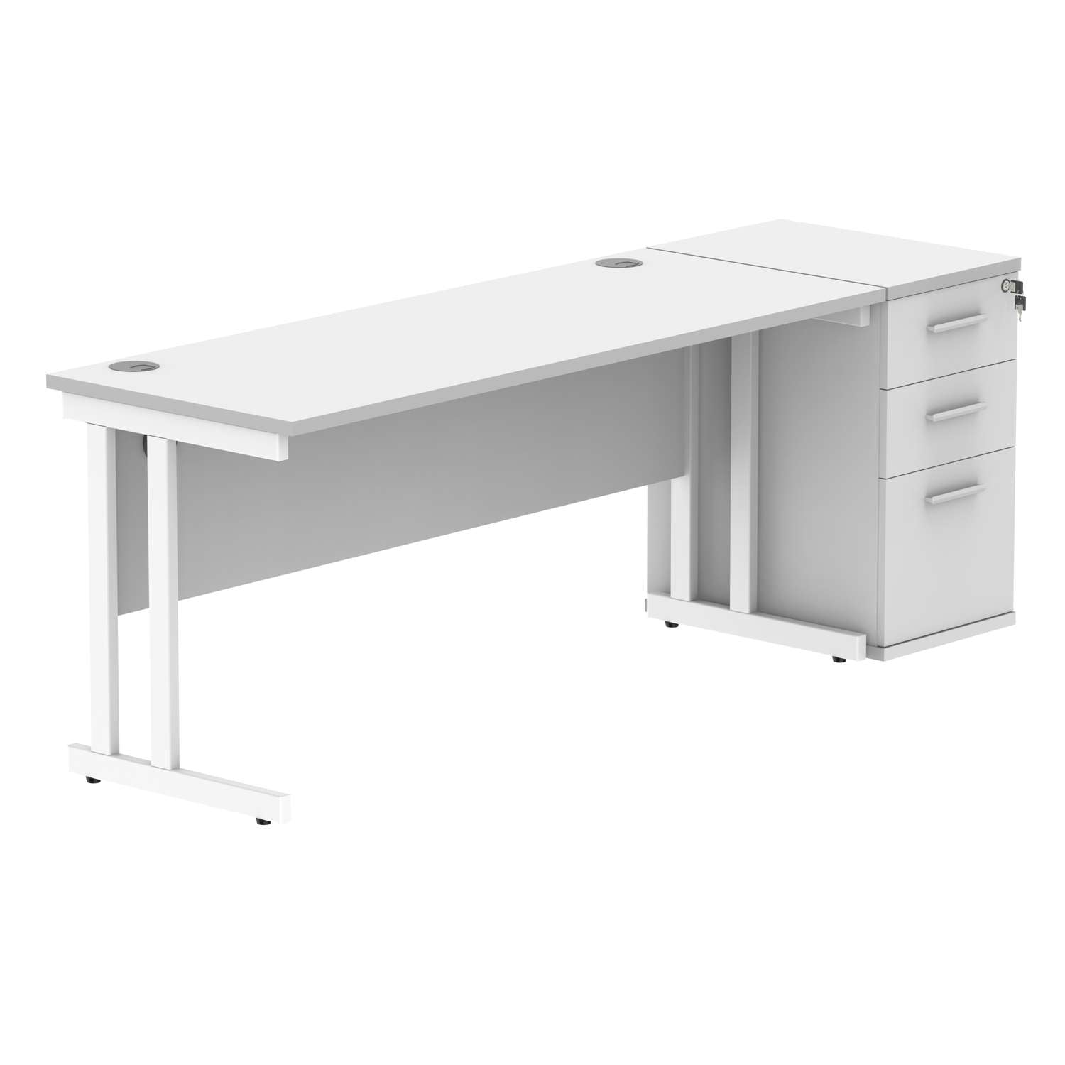 Double Upright Rectangular Desk + Desk High Pedestal (FSC)