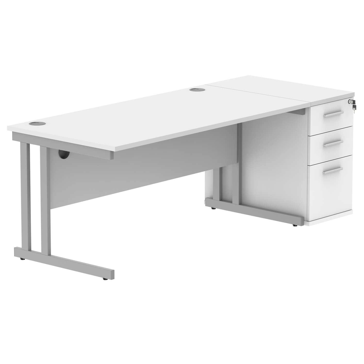 Double Upright Rectangular Desk + Desk High Pedestal (FSC)