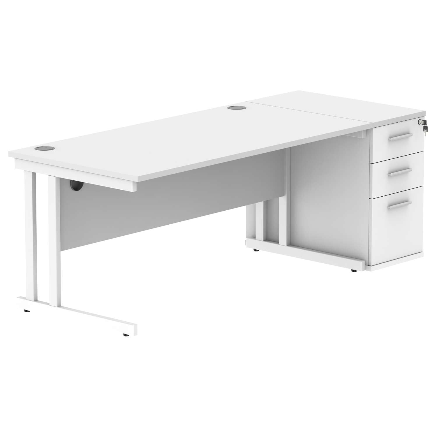 Double Upright Rectangular Desk + Desk High Pedestal (FSC)