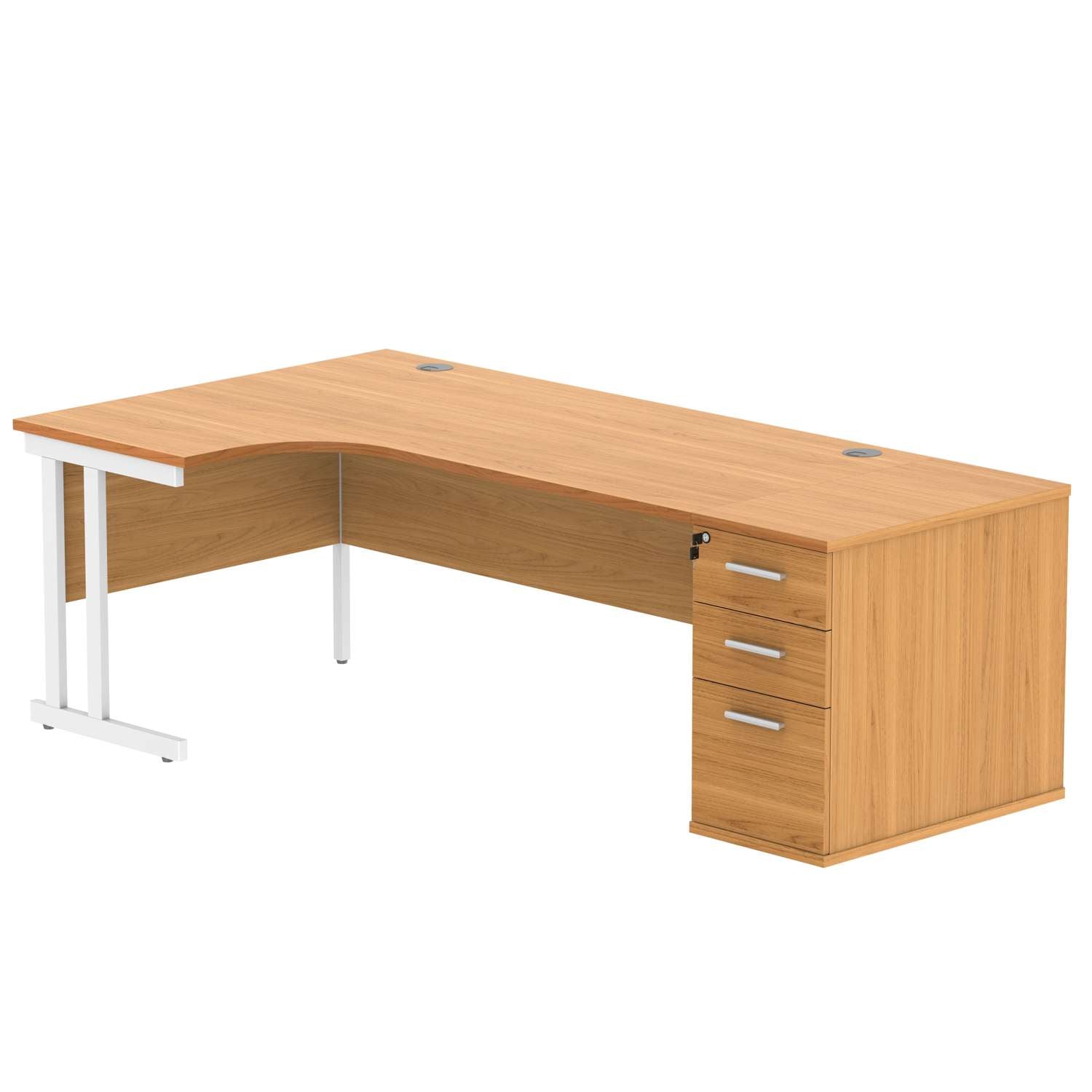 Double Upright Left Hand Radial Desk + Desk High Pedestal (FSC)