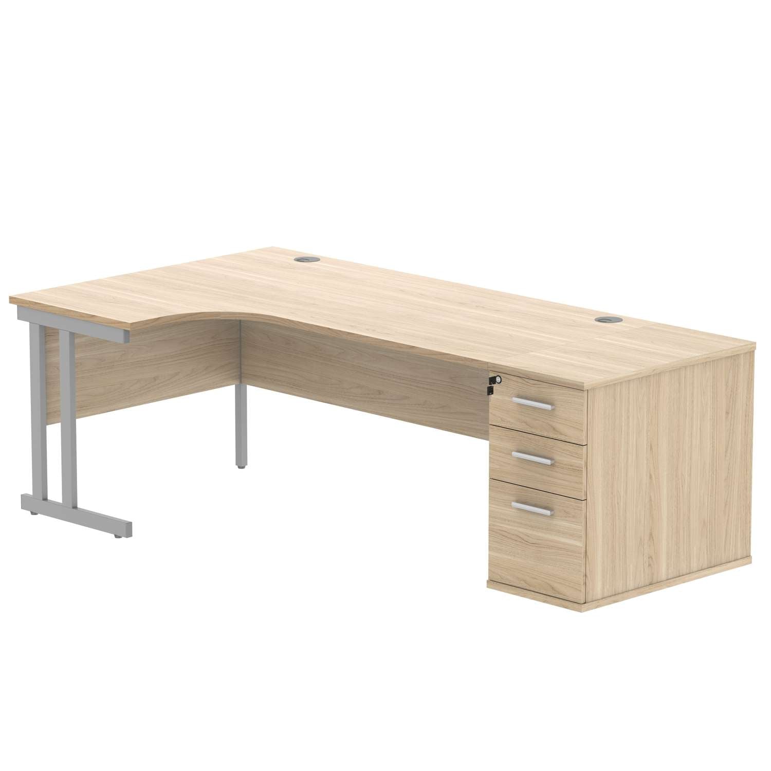 Double Upright Left Hand Radial Desk + Desk High Pedestal (FSC)