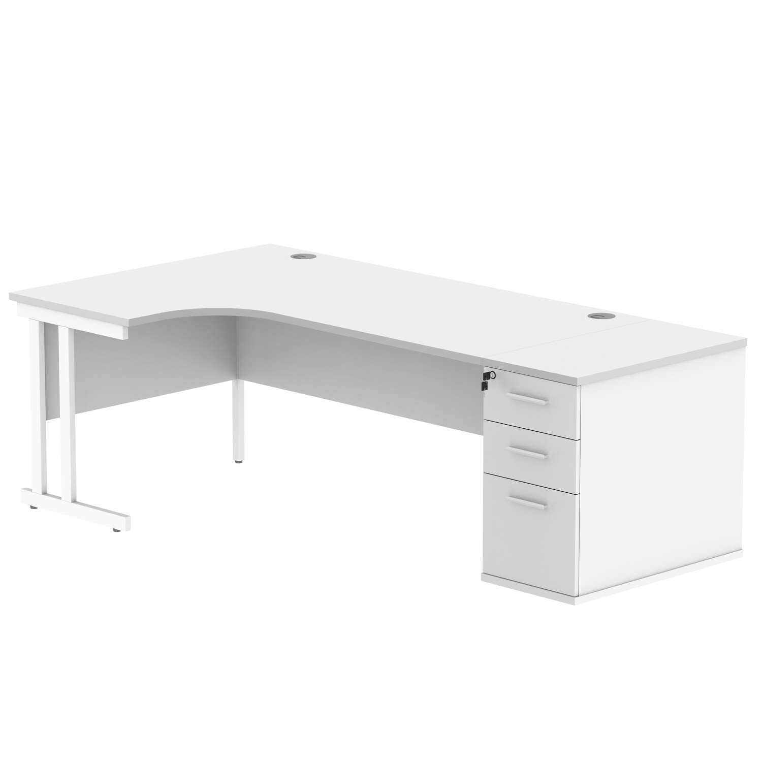 Double Upright Left Hand Radial Desk + Desk High Pedestal (FSC)