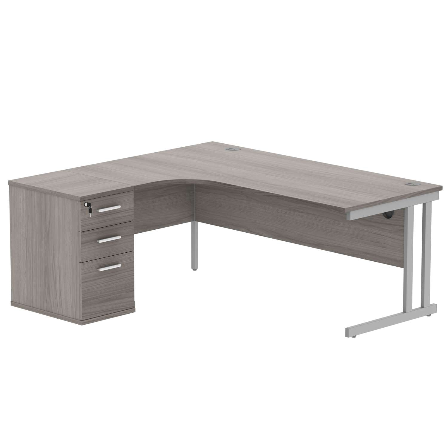 Double Upright Left Hand Radial Desk + Desk High Pedestal (FSC)