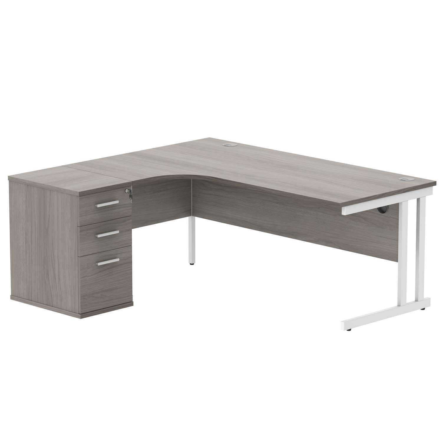 Double Upright Left Hand Radial Desk + Desk High Pedestal (FSC)