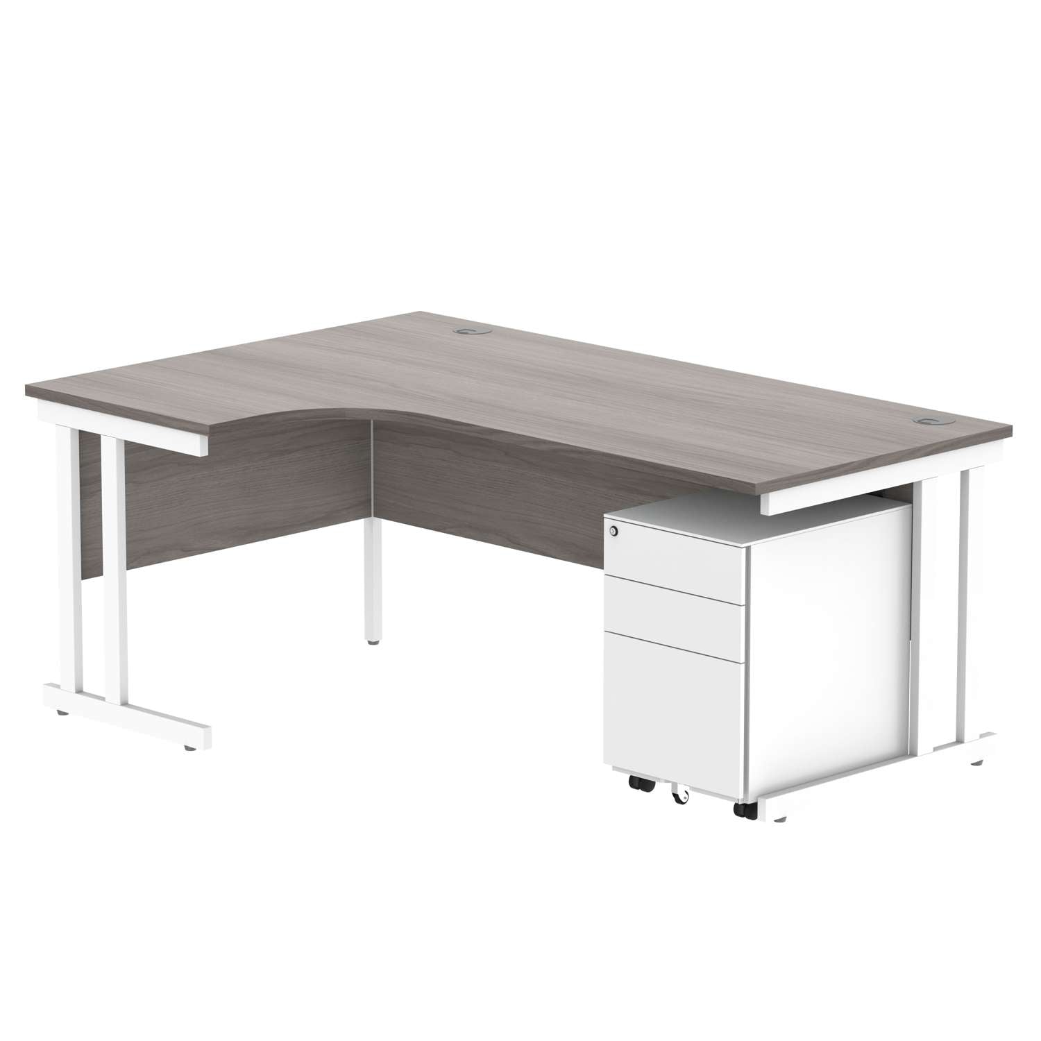 Double Upright Left Hand Radial Desk + Under Desk Steel Pedestal 3 Drawers (FSC)