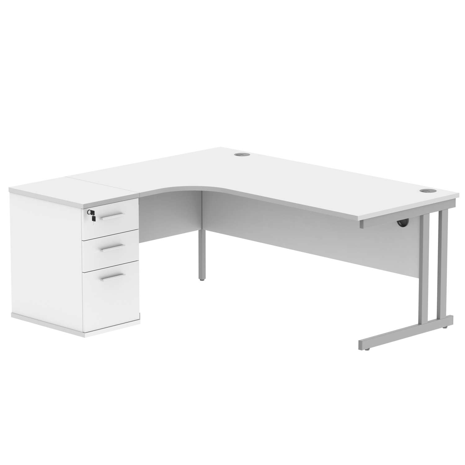 Double Upright Left Hand Radial Desk + Desk High Pedestal (FSC)