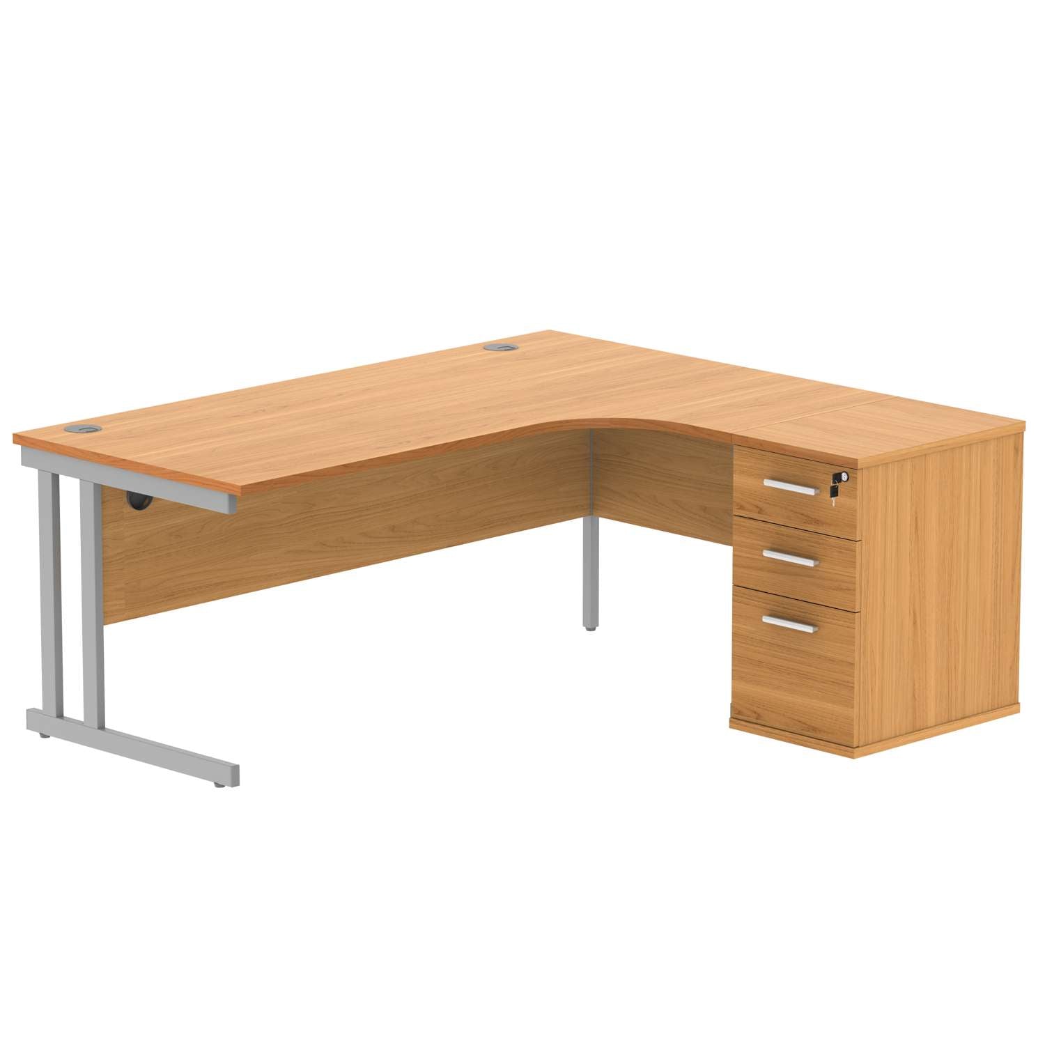 Double Upright Right Hand Radial Desk + Desk High Pedestal (FSC)