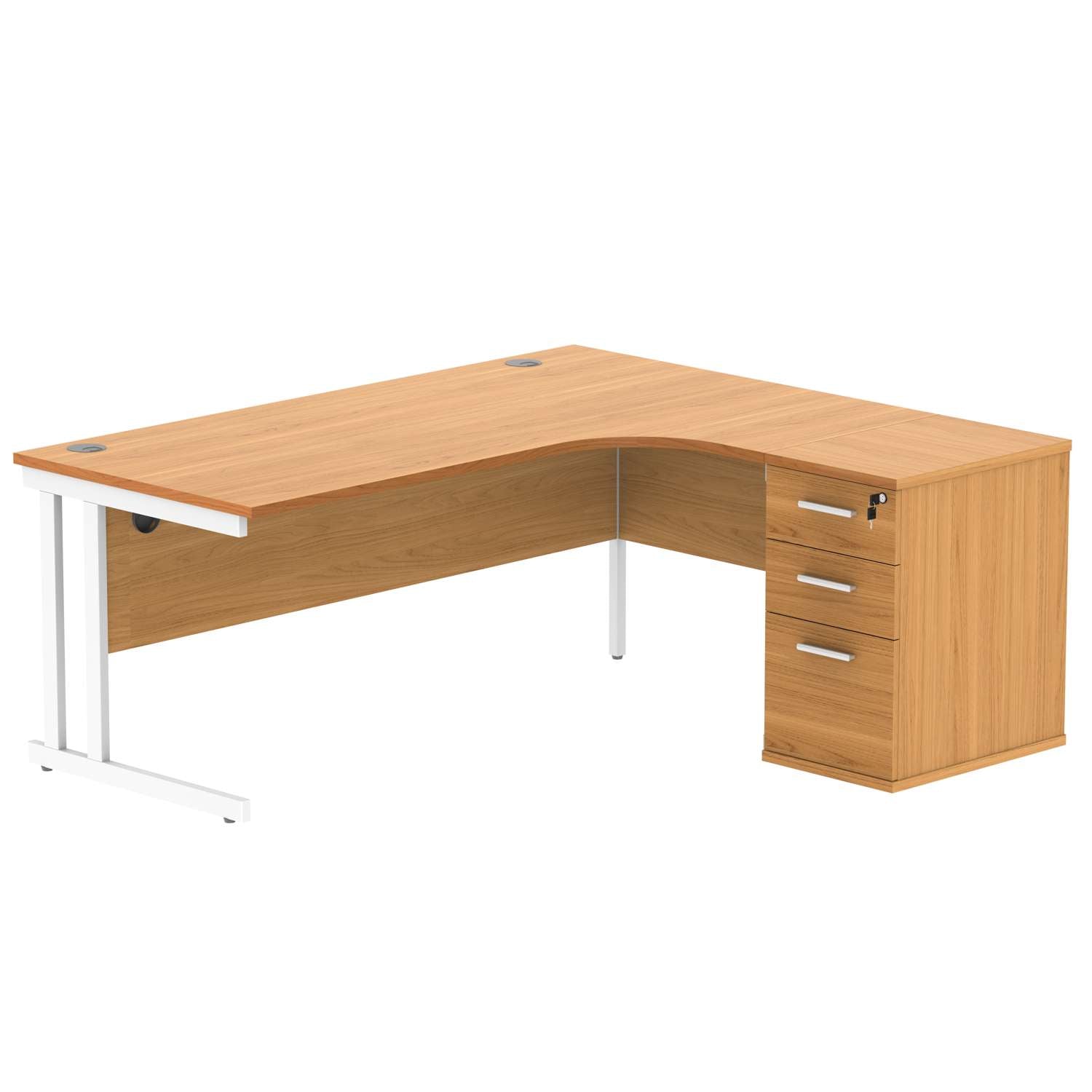 Double Upright Right Hand Radial Desk + Desk High Pedestal (FSC)