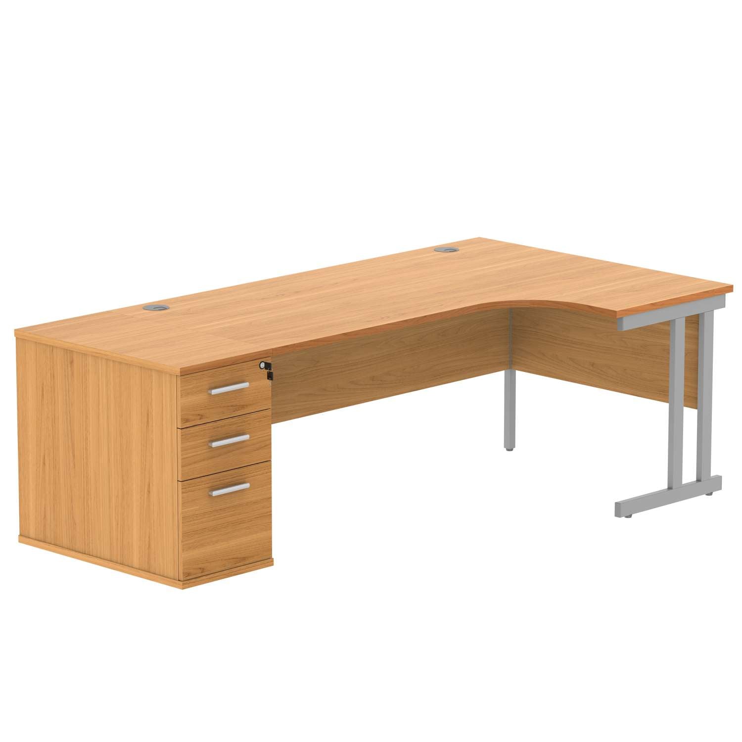 Double Upright Right Hand Radial Desk + Desk High Pedestal (FSC)