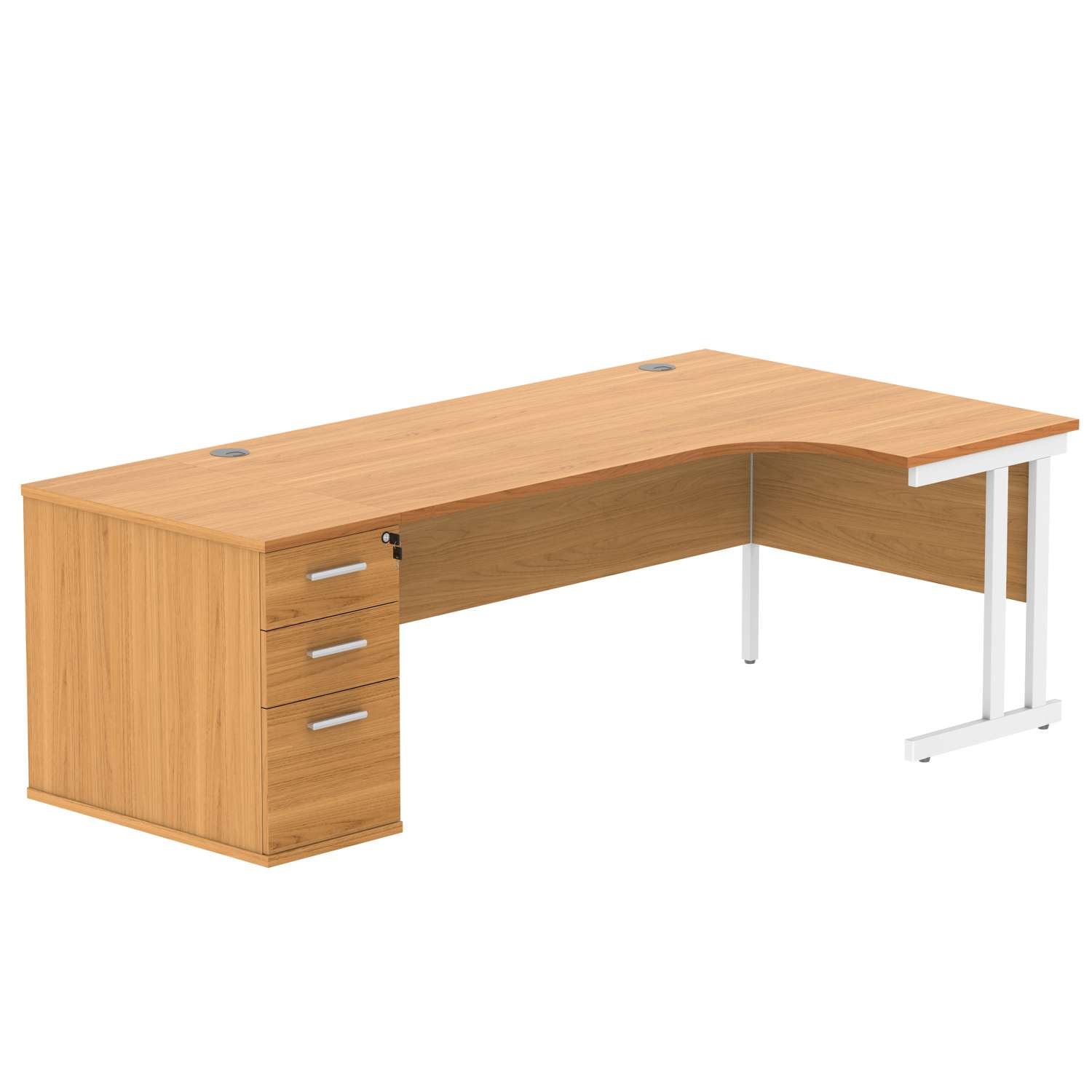 Double Upright Right Hand Radial Desk + Desk High Pedestal (FSC)