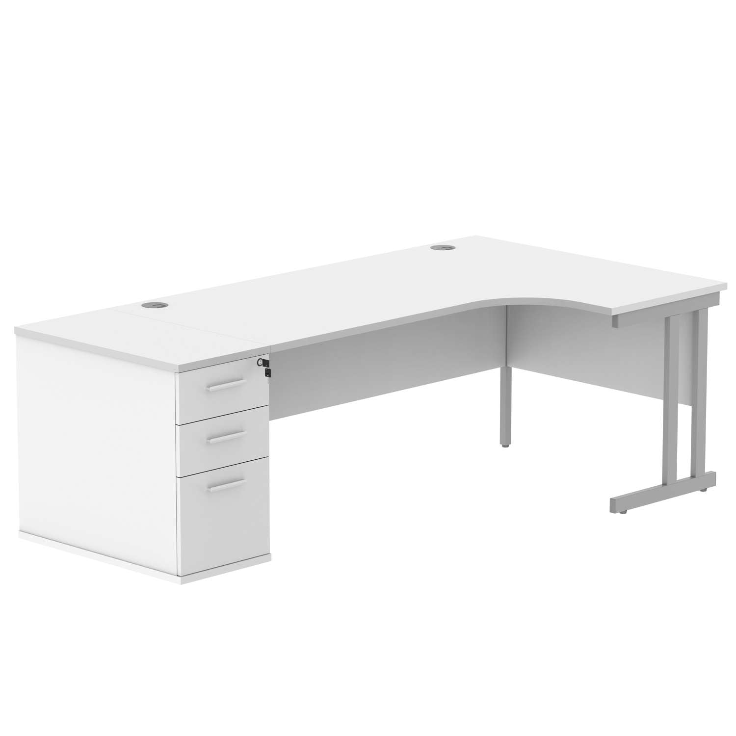 Double Upright Right Hand Radial Desk + Desk High Pedestal (FSC)