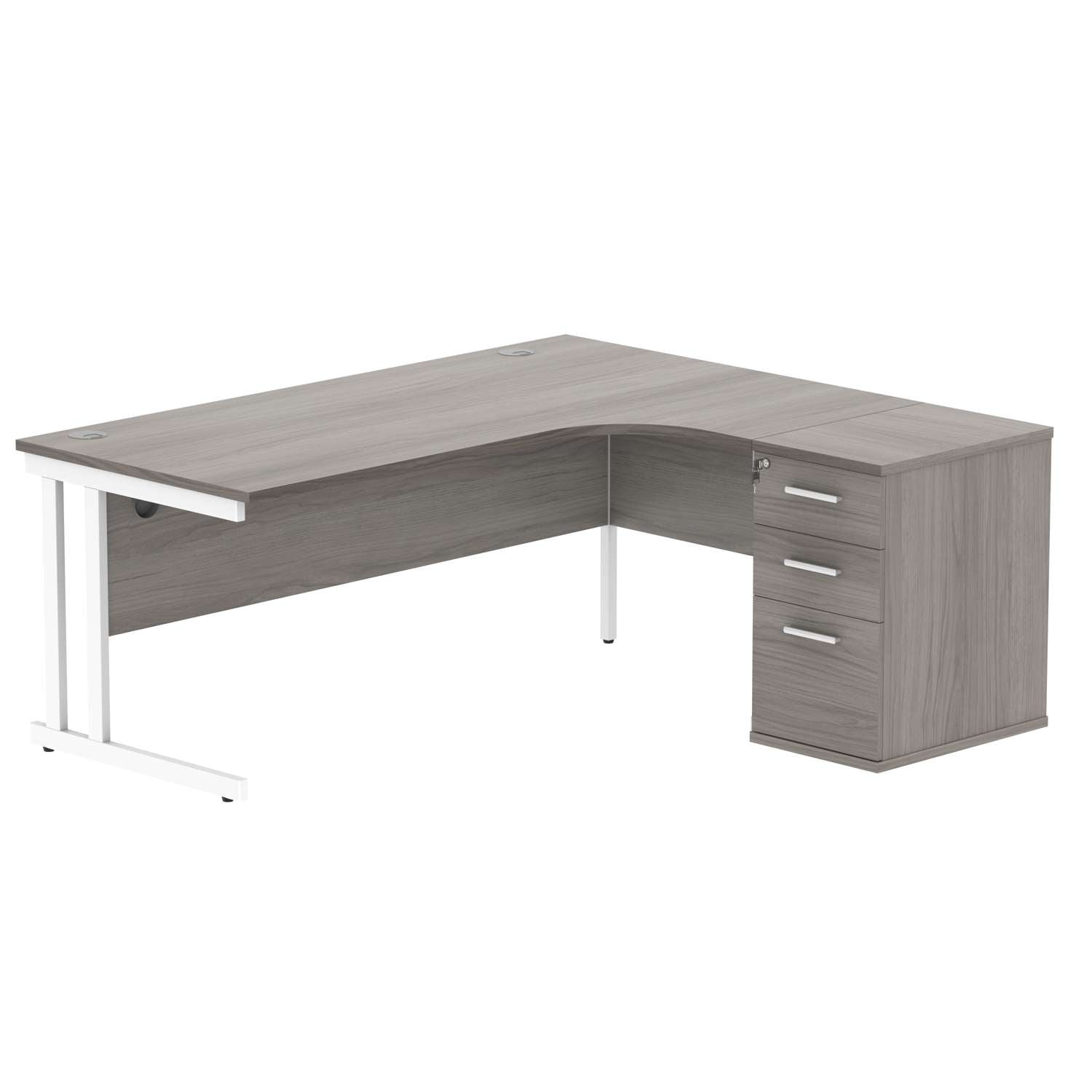 Double Upright Right Hand Radial Desk + Desk High Pedestal (FSC)